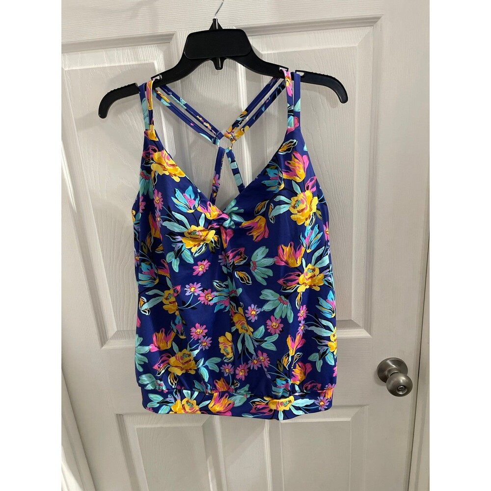 Lands' End Bubble Hem Tankini Top Size L (14-16) New With Tags